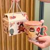Retro Ceramic Mug Couple Coffee Cup with Lid Premium Feeling Household Milk Breakfast Cup Female Birthday Gift