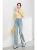 2025 Autumn Women's Korean Style High Waist Loose Wide Leg Denim Flared Pants