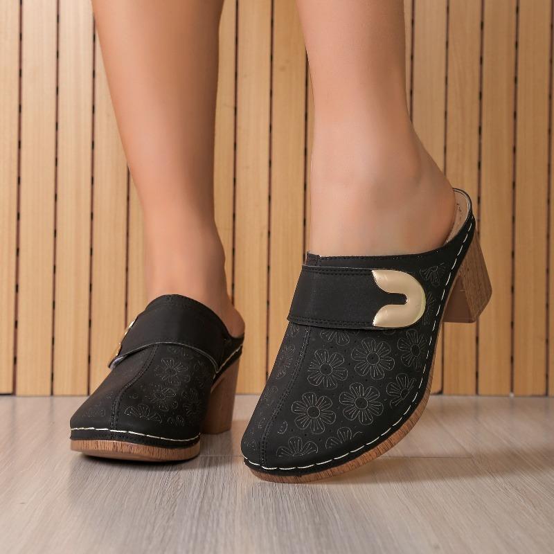 Женские тапочки Baotou 2924 Новые летние сандалии на толстом каблуке, увеличивающие рост, ретро-мюли, модные уличные тапочки, слайдеры для женщин