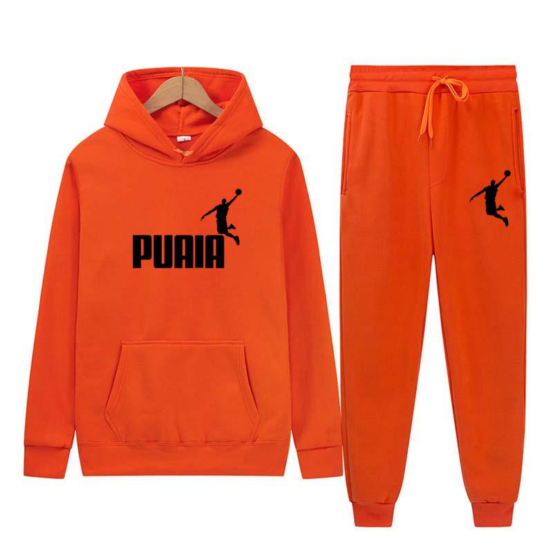 2025 Autumn and Winter New Sports Personalized Pattern Printed Casual Solid Color Hoodie Set Couple Set Jogging Set