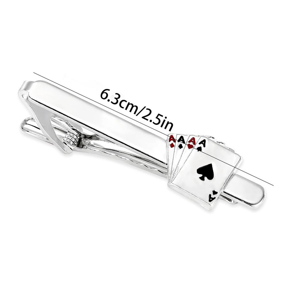 Yierda Fun Playing Card Tie Clip Stylish Silver Poker Tie Clip Perfect for and as a Gift - Men's - Weddings, Business,