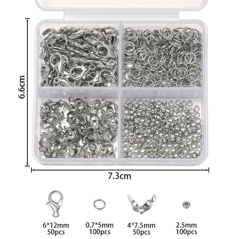 500Pcs/Box Jewelry Making Kit Lobster Clasps & Jump Rings With Box For Diy Chain Necklace Bracelet Anklet Supplies Connectors