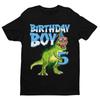 Boys Cute 5th Birthday Dinosaur T Shirt Dino Fan Novelty