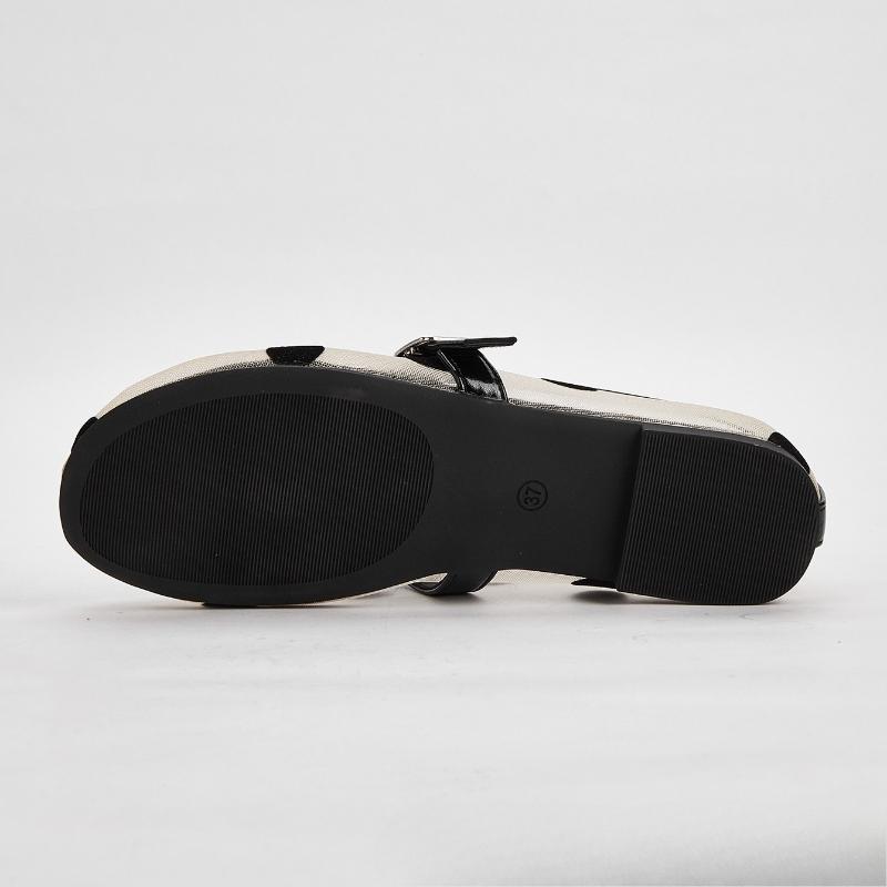 Модные Мелкие Плоские Сандалии Женские Дышащая Сетка Черный Горошек Балетки Удобные Круглый Носок Большой Размер Обувь Мэри Джейн