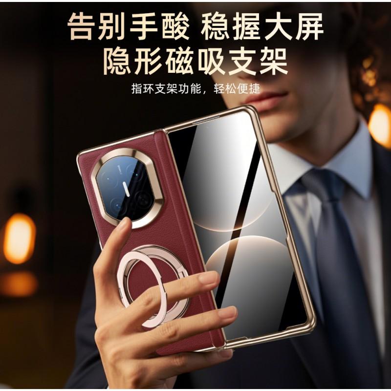 Luxury Genuine Leather Flip Case With Magnetic Stand Mate X7 Dual Hinge Screen Protector Integrated Shockproof