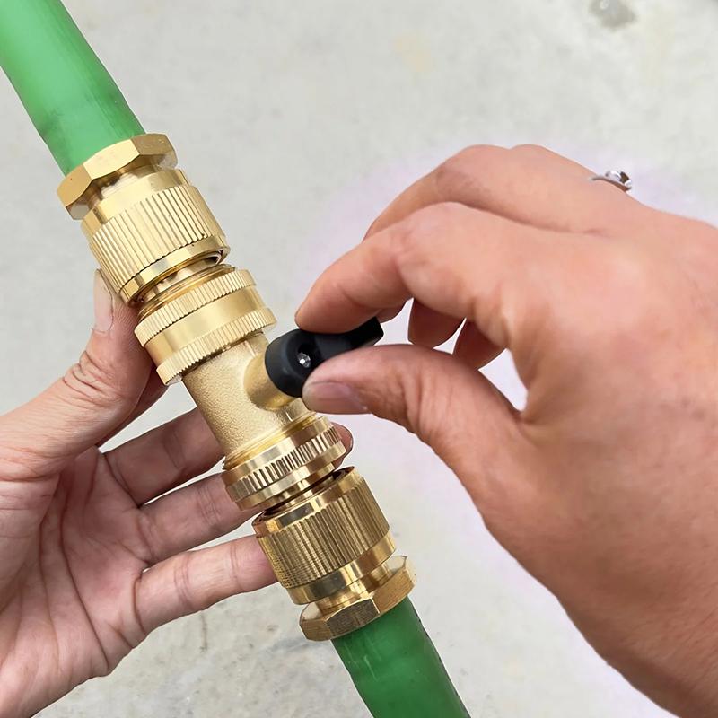 3/4" Brass Ball Valve Quick Connector With EU Thread And Rubber Gaskets For Bidirectional Flow Car Wash Garden Hose Leakproo