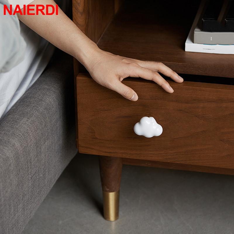 NAIERDI Ceramic Children Room Cabinet Handles Cartoon Moon Star Wardrobe Handle Cupboard Door Pulls Single Hole Furniture Handle
