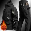 Winter Set Men's Outdoor Windproof  Suit Pocket Soft Shell Hooded Jackets  Work Pants