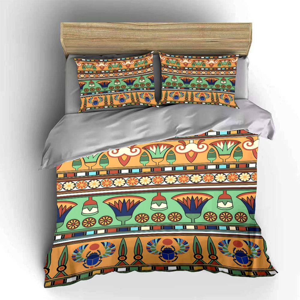Egyptian Scarab Pattern Set Bedding Duvet Cover Set (1*Duvet Cover 2*Pillowcases, without duvet insert)