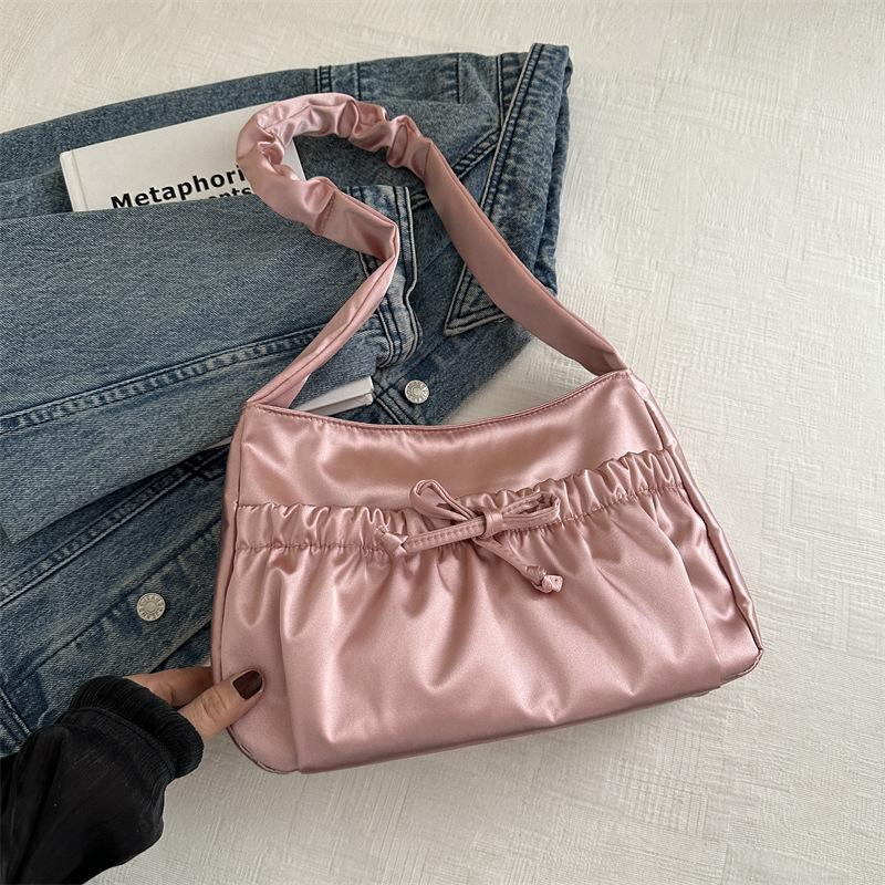 Модная нежная плиссированная сумка через плечо женская весенняя универсальная сумка подмышкой