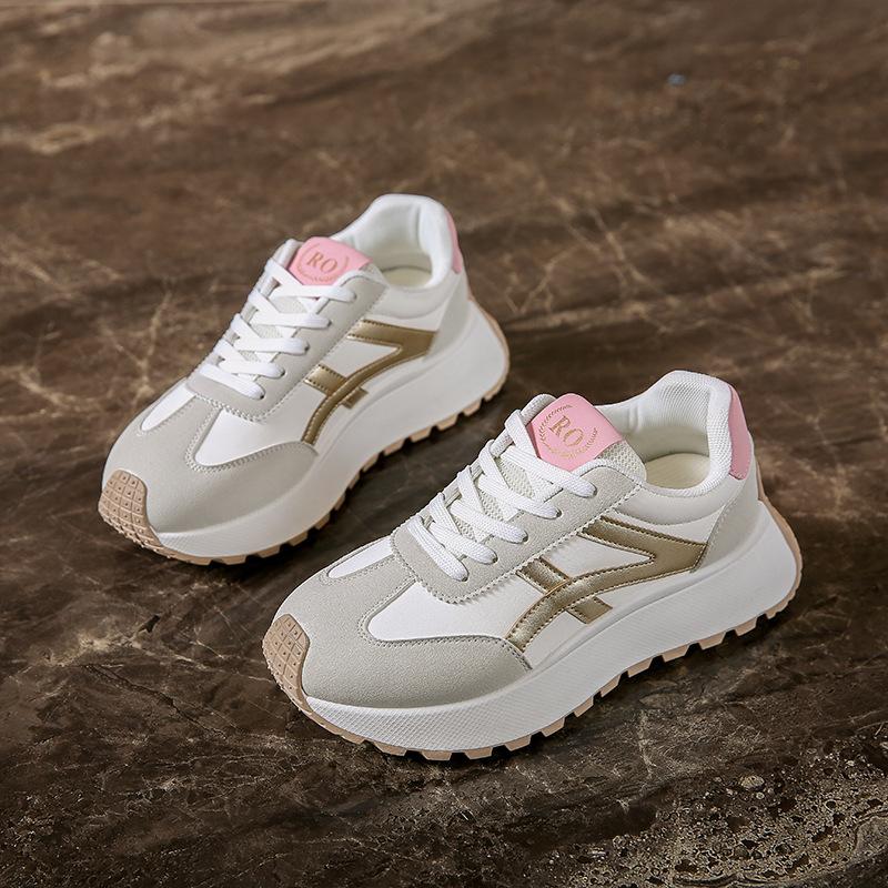 Женские повседневные туфли на толстой платформе Dad Shoes со шнуровкой, нескользящие, для ходьбы, удобные кроссовки из искусственной кожи для бега и тенниса для женщин, дышащие кроссовки