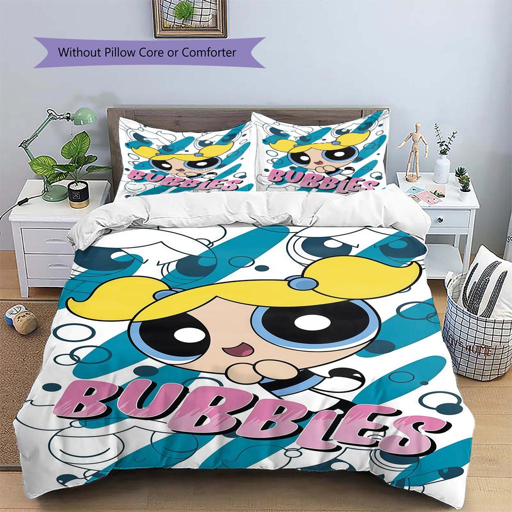 Powerpuff Girls Bubbles Sweet Duvet Cover & Pillowcases, Powerpuff Girls Fan Bedding, Great Gift.chl
