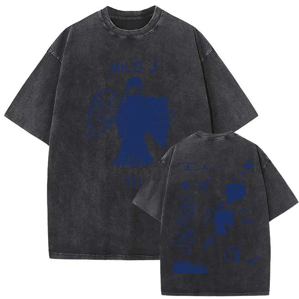 Washed Vintage Rapper Milo J La Vida Era Mas Corta Album Graphic Tshirt Men Women Hip Hop Fashion Pop Music T Shirts Streetwear