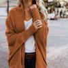 Winter Fall Women Fashion Bat Sleeve Loose Solid Knitted Cardigan Coat
