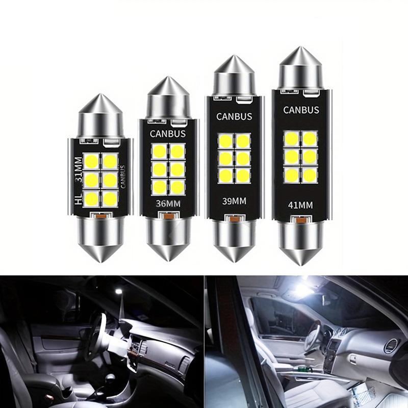2pcs 12V C5W 31mm 36mm 39mm 41mm 3030 6 SMD Car Festoon Lights Auto Interior Dome Lamp Reading Bulb White