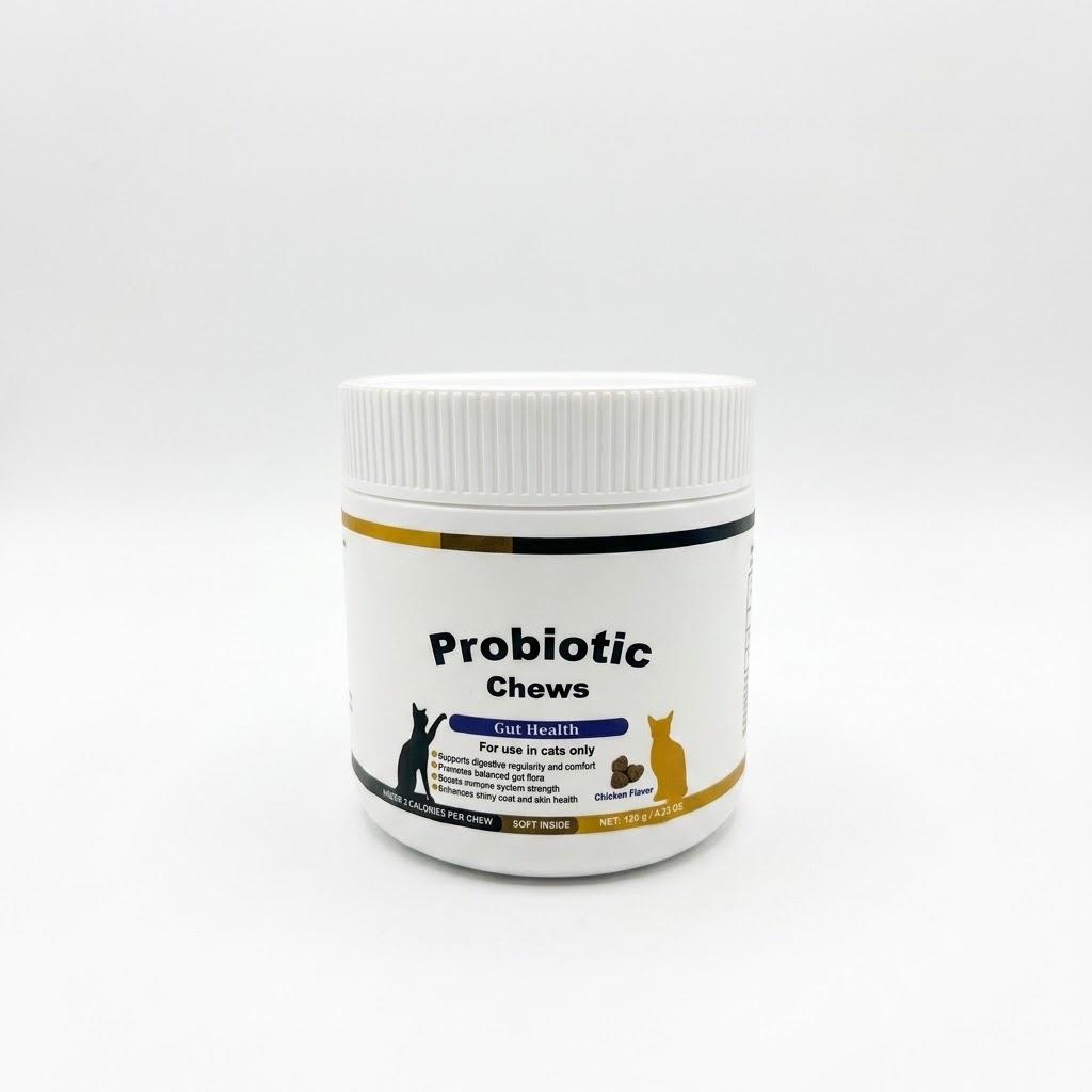 Cat Probiotic Soft Chews for Gut Health & Shiny Coat – Chicken Flavor