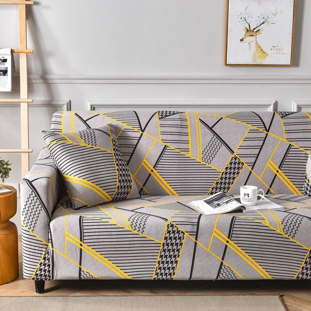Чехлы на диван с геометрическим рисунком для гостиной, современный эластичный чехол для дивана, чехлы для углового дивана, чехол для кресла, дивана