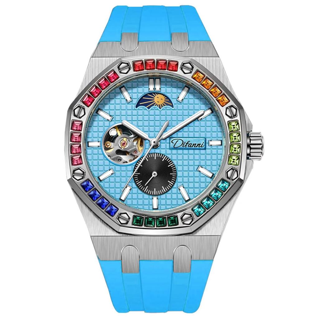 Fashion New Luxury Mechanical Watches Rainbow Drill Hollow Design Fully Automatic Mechanical Automatic Watch