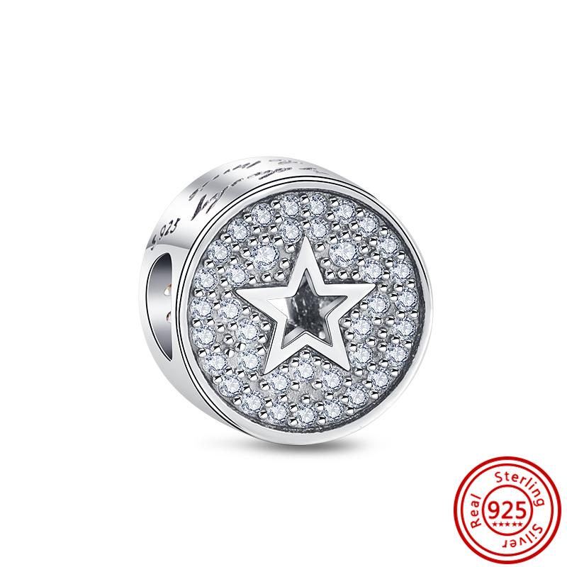 Медь 925 пробы Прозрачный циркон Снежинка Гербарий Крылья ангела и Сердце Сверкающие бусины Подходят для оригинального браслета Pantaro с шармами DIY Циркон