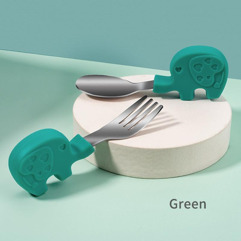 Children's Tableware 316 Stainless Steel Short Handle Fork Spoon, Baby Portable Training Auxiliary Food Spoon, Baby Fork Spoon
