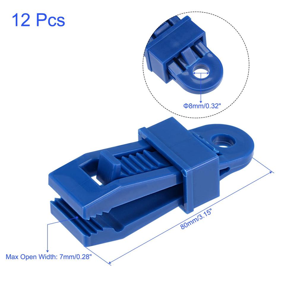 M METERXITY 12pcs Tarp Clip Tent Awning Clamp Fixed Sliding Snap Strong Locking Grip for Outdoor Camping Swimming Pool Blue