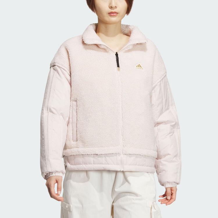 Adidas Год Дракона Серия CNY Двусторонняя вышитая бархатная спортивная повседневная свободная куртка Женская верхняя одежда Светло-фиолетовый розовый IX5956