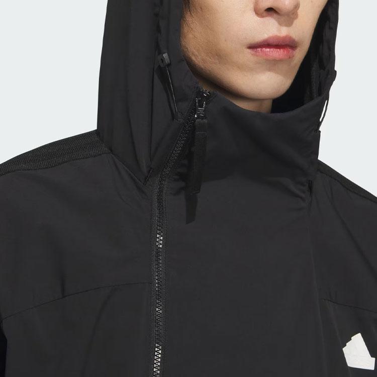 adidas Куртка Fustl 10 с логотипом, однотонная, спортивная, повседневная, с капюшоном, мужская, черная JE3682