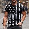 Summer Men Tshirt American Flag 3D Print Casual Fashion T-shirt Round Neck Loose Oversize Muscle Streetwear Clothing