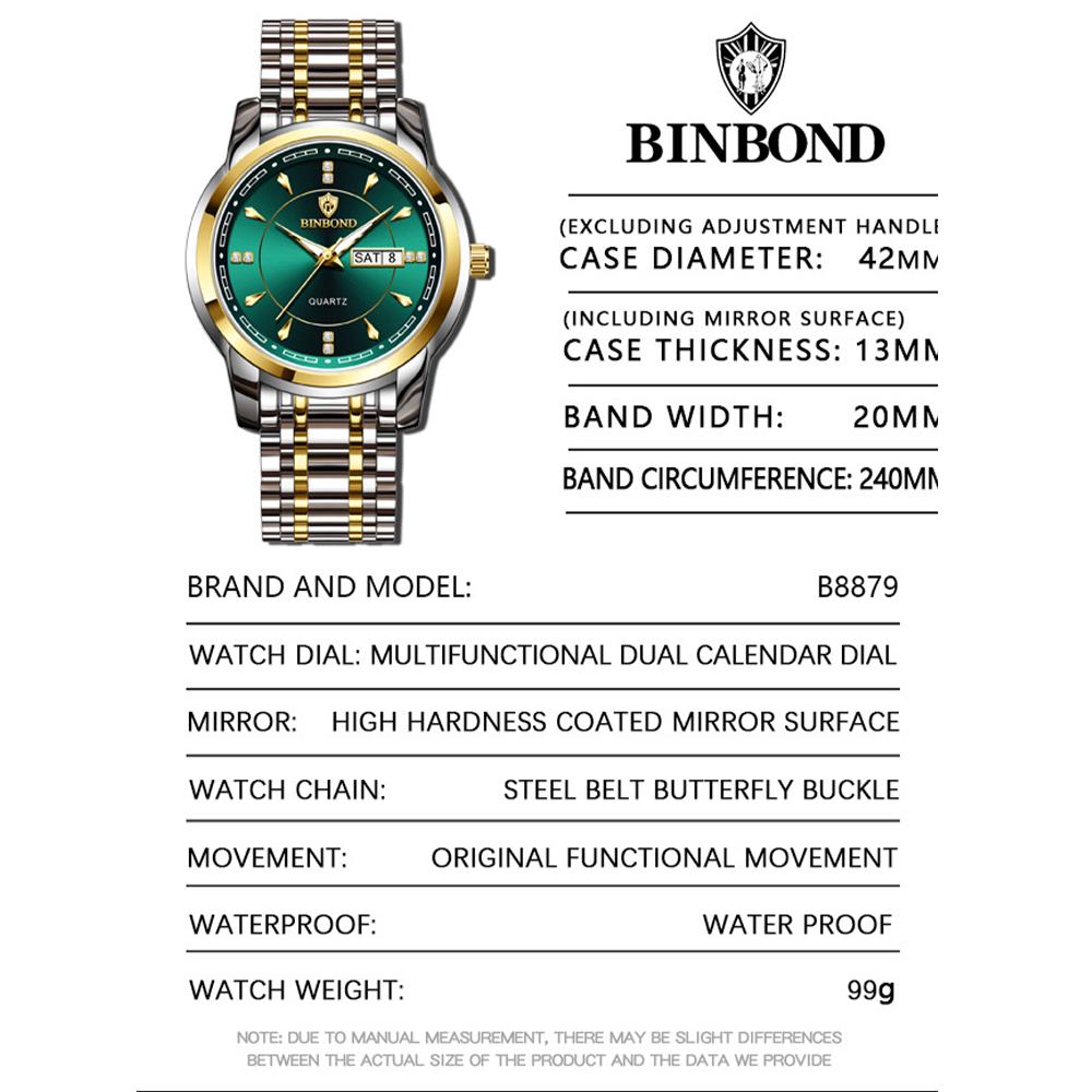 Мужские часы, модные золотые кварцевые часы для мужчин, нержавеющая сталь, водонепроницаемые, светящиеся наручные часы, дата, неделя