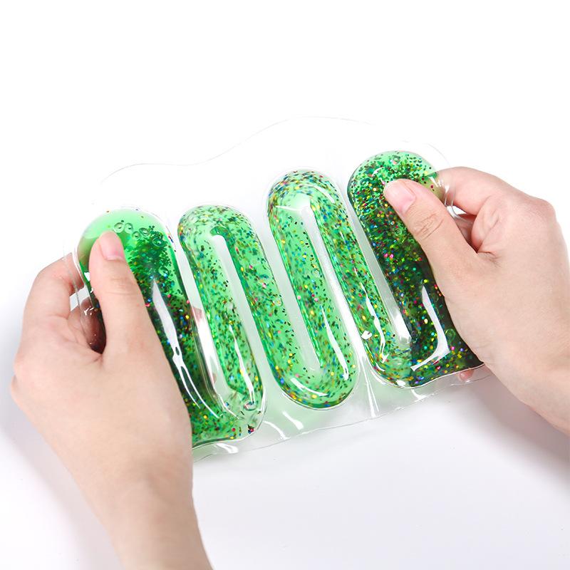 Summer Novelty Stress Relief Toy Water Bag Squeeze Gold Dust Water Strip Party Game Left Restless Antistress Girl Toy