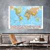 The World Political Map with National Flags Canvas Painting Wall Art Poster School Supplies Living Room Decor Geography