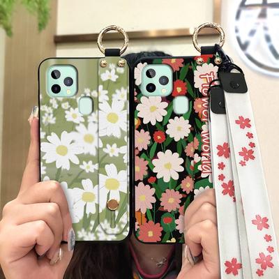 Противоударный чехол с цветочным рисунком для Oukitel C22, задняя крышка с кольцом, грязезащитный, модный дизайн, силиконовый ремешок на запястье, шнурок