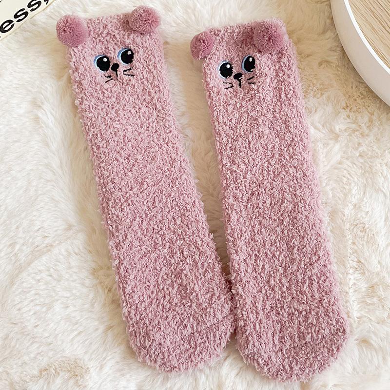 Женские носки из кроличьей шерсти с двойной иглой, зимние утолщенные, теплые, до середины икры, супертолстые, кашемировые, женские зимние носки из кроличьей шерсти