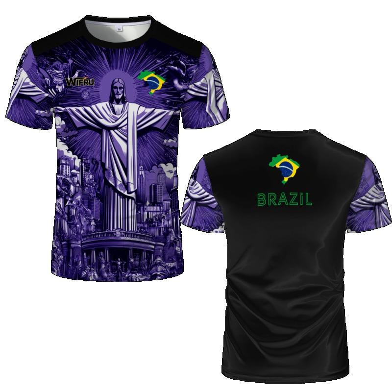 Summer New Brazil Jesus Soccer Jerseys Wifru Outdoor Football Training Breathable Uniforms Men's Tshirts Kid's Tops