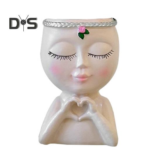 Цветочный горшок в виде лица в стиле Love Girl Head Plant Pot Small Lady Face Planter для суккулентных комнатных и уличных растений, центральный элемент рабочего стола для гостиной