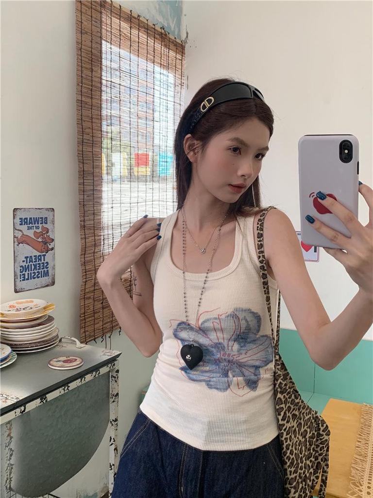 Майка с цветочным принтом Sweet Spice - Женская шикарная летняя в корейском стиле