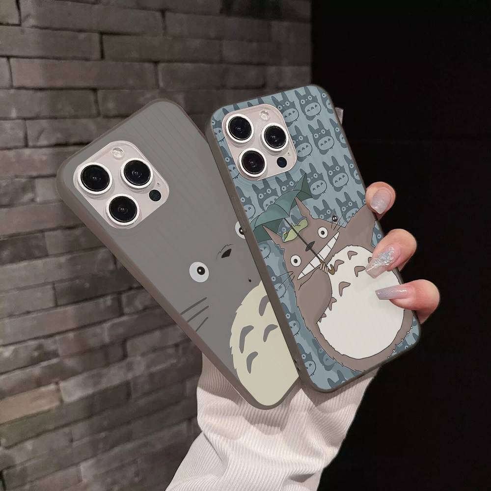 Cartoon Clear Case For-T-T-TotoroS For IPhone 17 16 15 11 12 13 14 Pro Max Plus Pro Corrugated Translucent Back Phone Cover