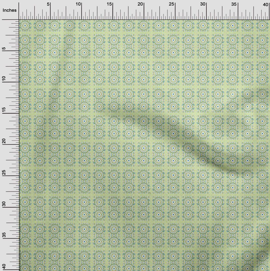 oneOone Cotton Flex Light Green Fabric Arabic Moroccan Fabric For Sewing Printed Craft Fabric By The Yard 40 Inch