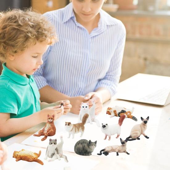 Simulation Cat Realistic Miniature PVC Solid Kitten Model Figurine Cute Animal Figure Model Desktop Ornament Car Home