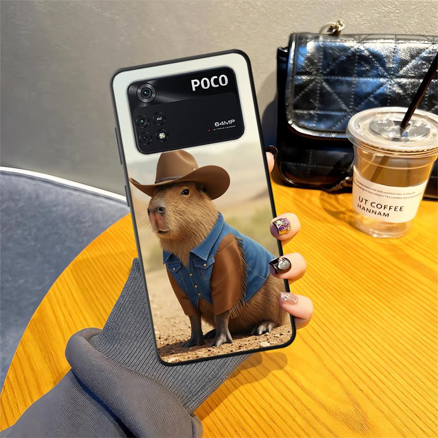 Чехол для Xiaomi Poco M3 M4 M7 Pro C40 C50 F3 M5 F1 C61 C71 X3 X4 X5 X7 Pro C75 Черный Мягкий Чехол для Телефона Милый Капибара