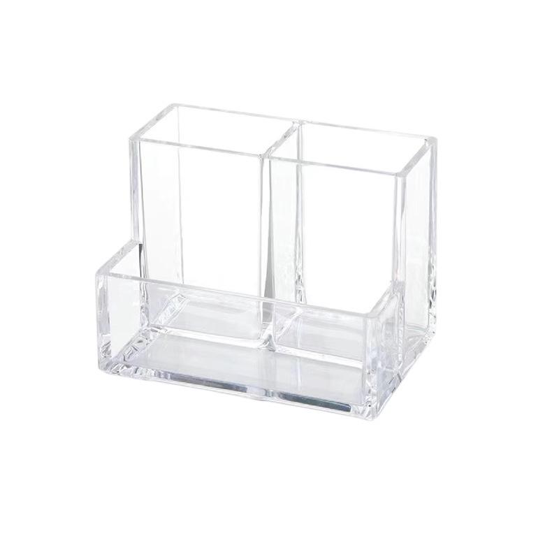 Acrylic Three-Compartment Pen Holder: Luxurious Multifunctional Desktop Organizer