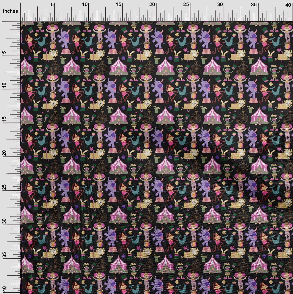 oneOone Ткань цирка ткани гибкого трубопровода хлопка черная для шить напечатанную ткань ремесла двором 40 дюймов