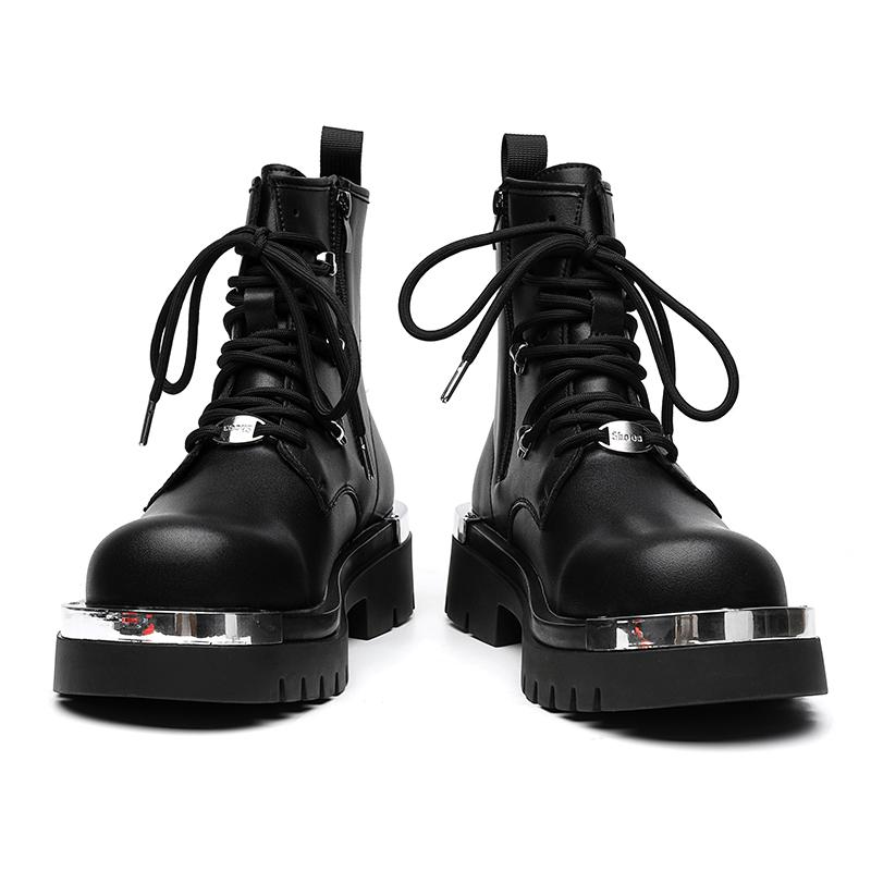 Модные повседневные мужские ботинки на толстой подошве Модные ретро британские ботинки для мотоциклистов Повседневные офисные вечерние молодежные взрослые черные туфли