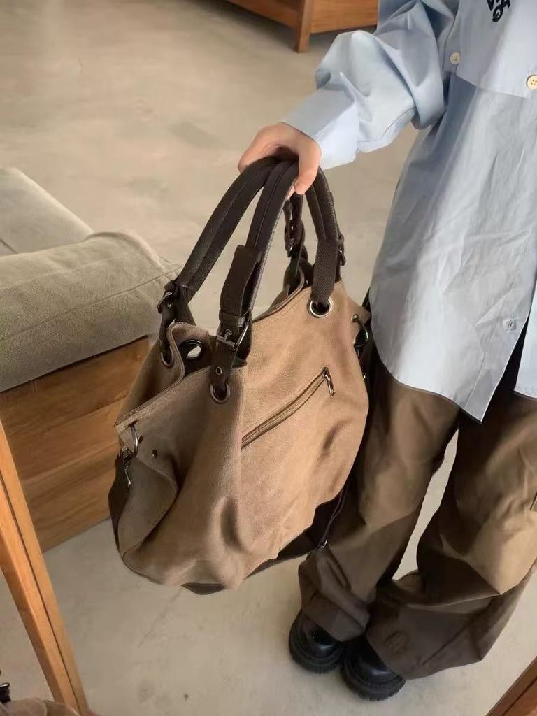 Сумка-мессенджер Холщовая сумка Тоут Мужские и женские сумки Для поездок Портативная На плечо Большая вместимость Многофункциональная Повседневная Ретро сумка