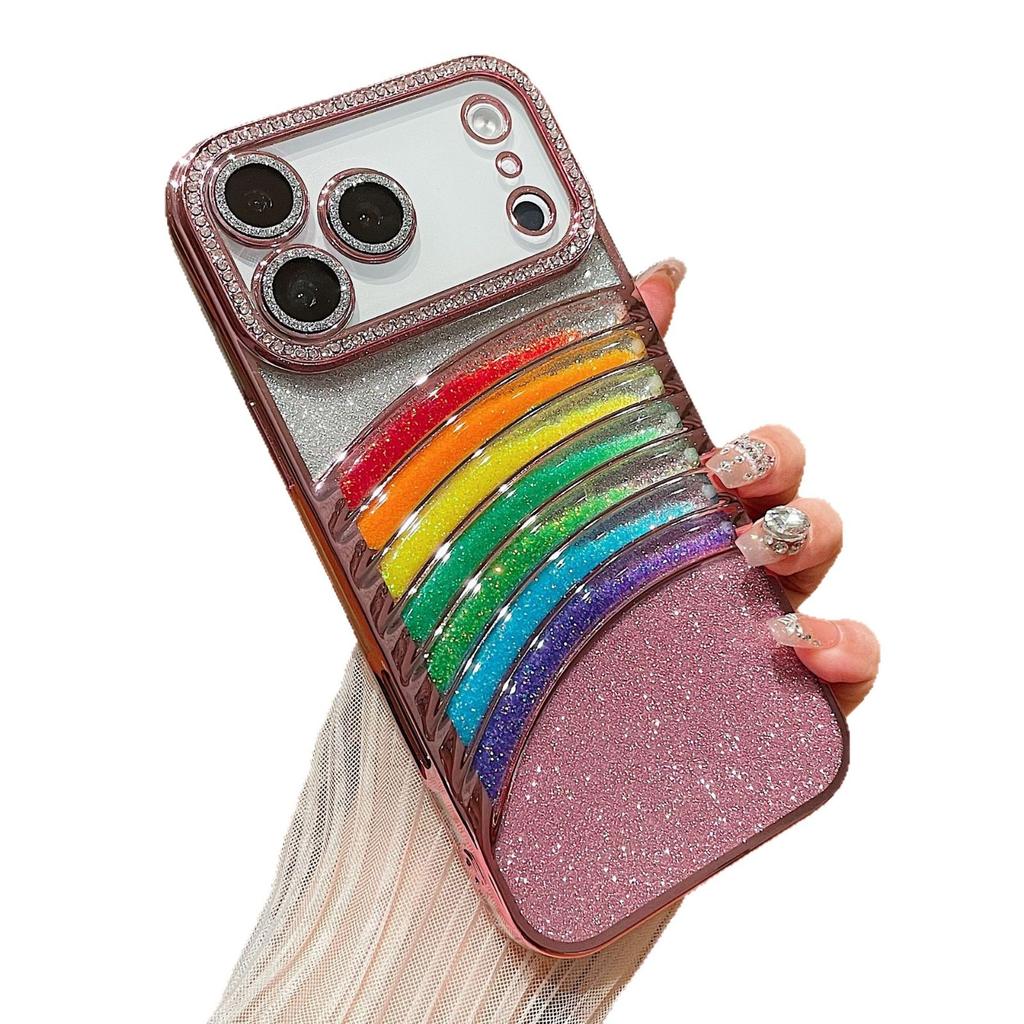 Для iPhone 17 Promax Чехол для телефона Гальванизированный стразами для Apple 16 Блестящая пудра Роскошный 15 Чехол с радужным переливающимся песком