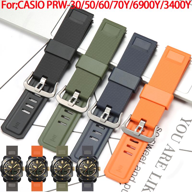 Ремешок для Casio PROTREK PRW-61 Серия PRW-6900Y PRW-6800 PRW6900 PRW-3400 Мужской TPU Водонепроницаемый Запасной Ремешок Аксессуары для Часов