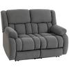 2-Seater Manual Relax Recliner Sofa Relax Armchair Upholstered In Velvet Adjustable Footrest Wide Seat Grey