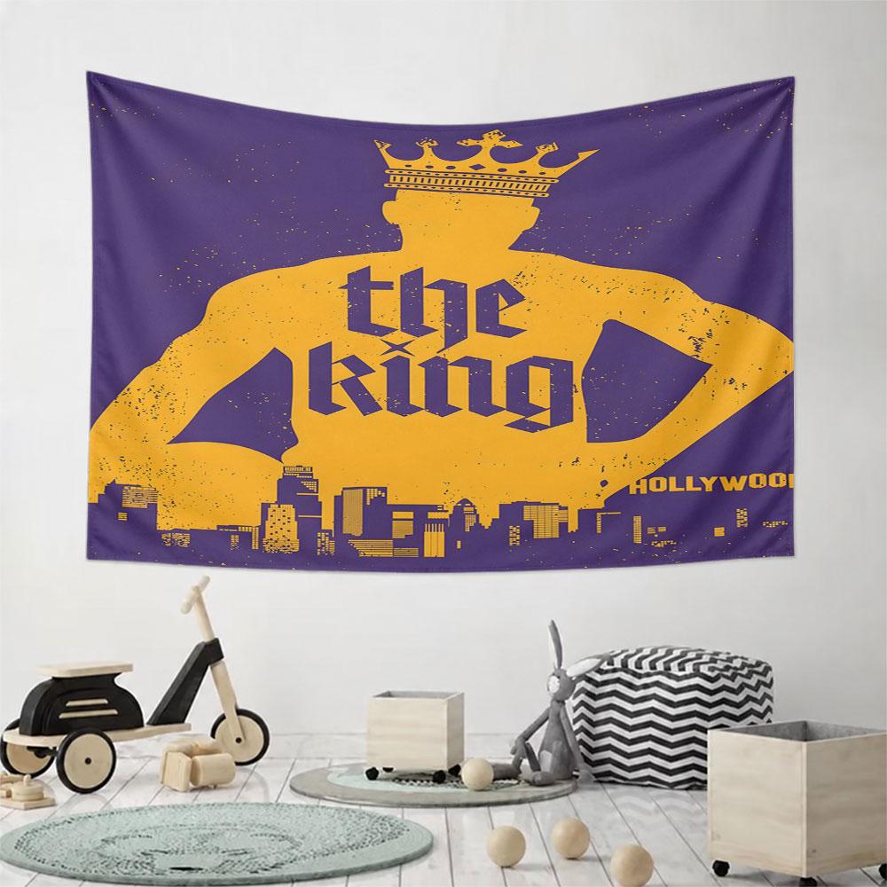 The King Silhouette with Crown Pattern Wall Hanging Tapestry Decorative Tapestry Home Decor for Bedroom and Living Room