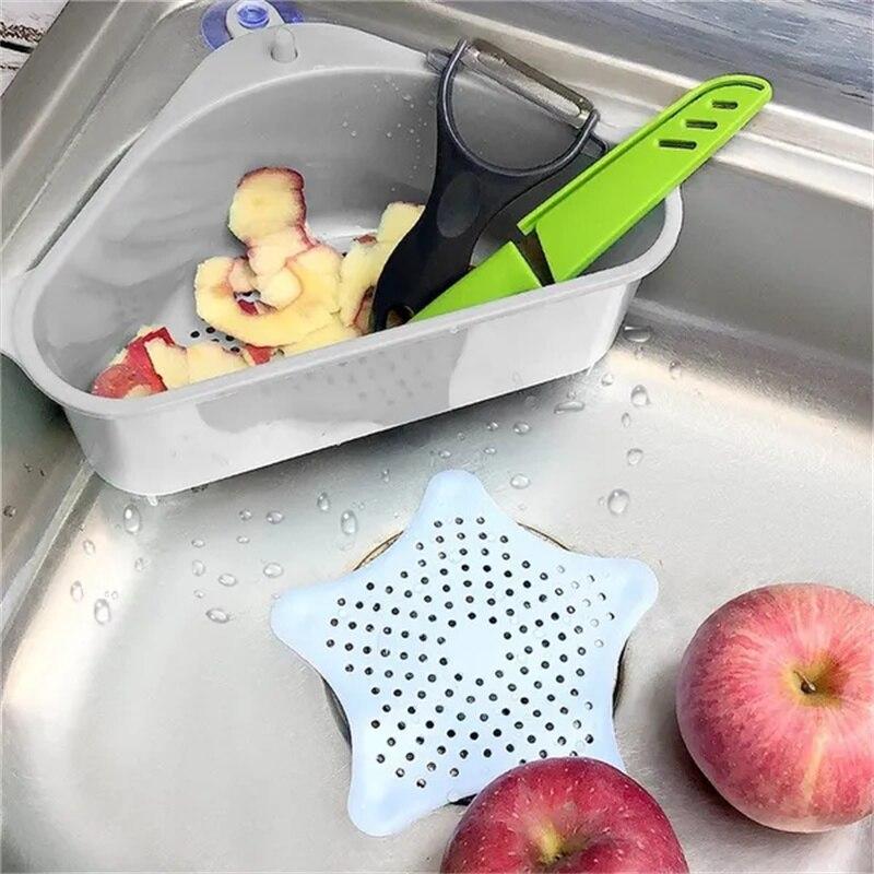 Multifunctional Corner Sink Drain Rack Shelf Suction Cup Sink Strainer Drain Basket Bowl Sponge Holder Kitchen Organizer Storage