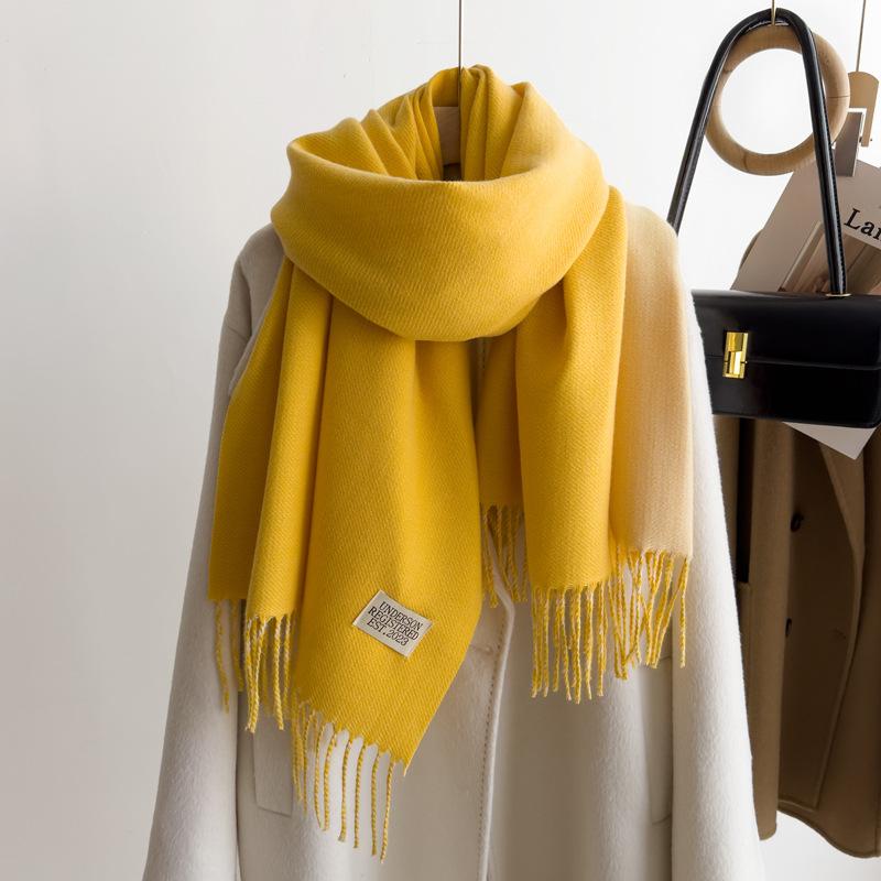 Зимний кашемировый женский шарф Женский роскошный шарф Женский кисточный бандана Женский однотонный шаль-накидка Фуляр Типпет Пашмина
